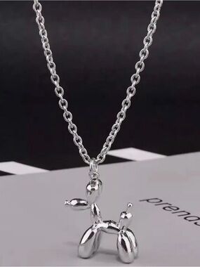 Silver Balloon Dog Pendant Necklace